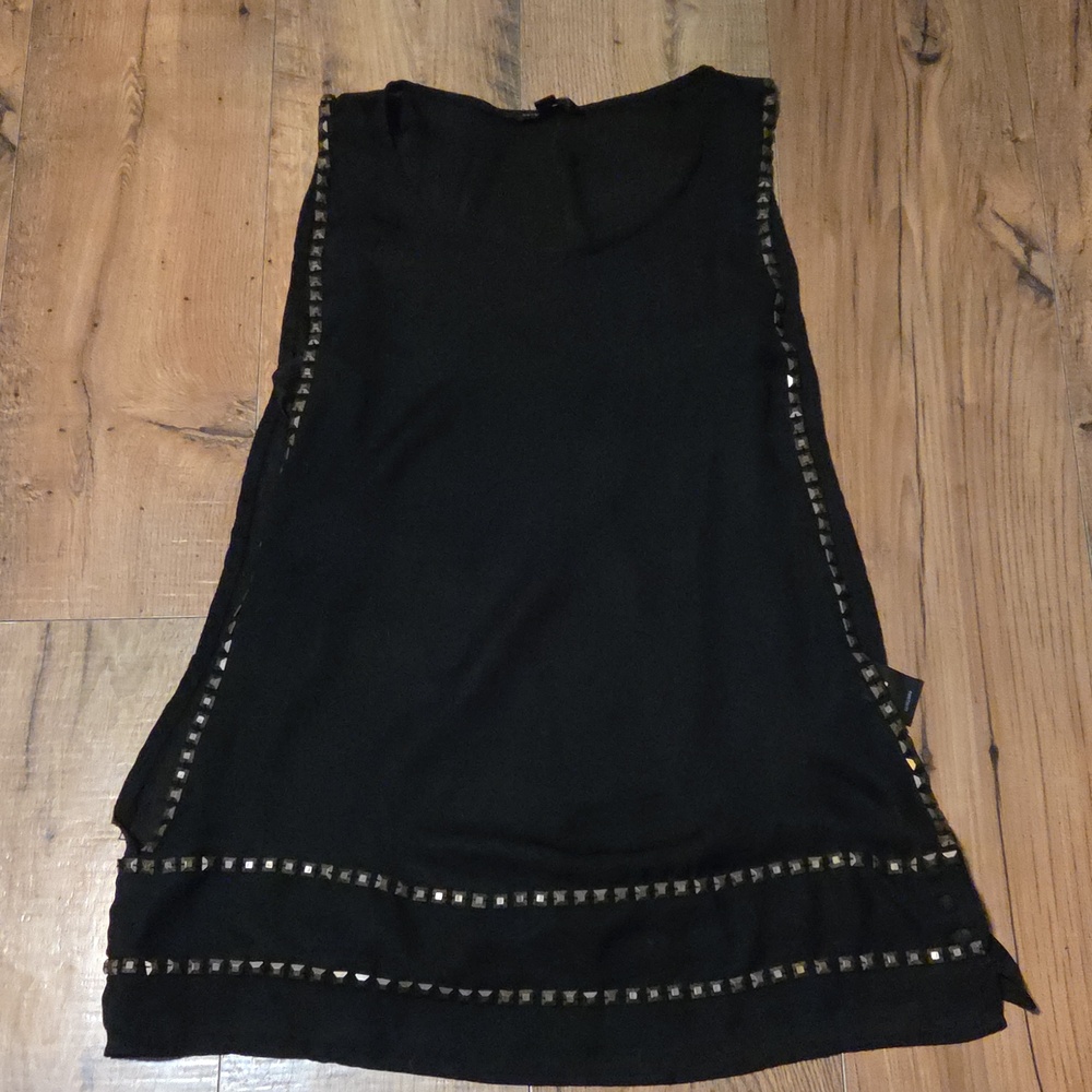 Black Stud-Trim Sleeveless Women's Top
